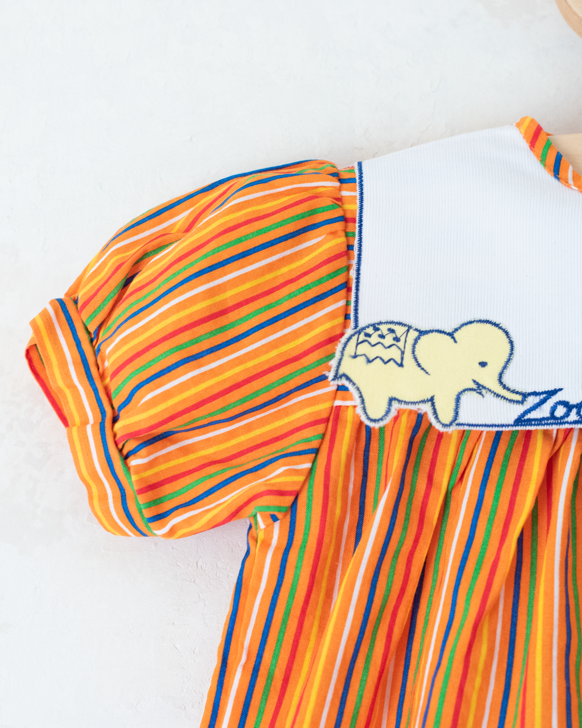 Colorful striped overalls with elephants | 9-12 months