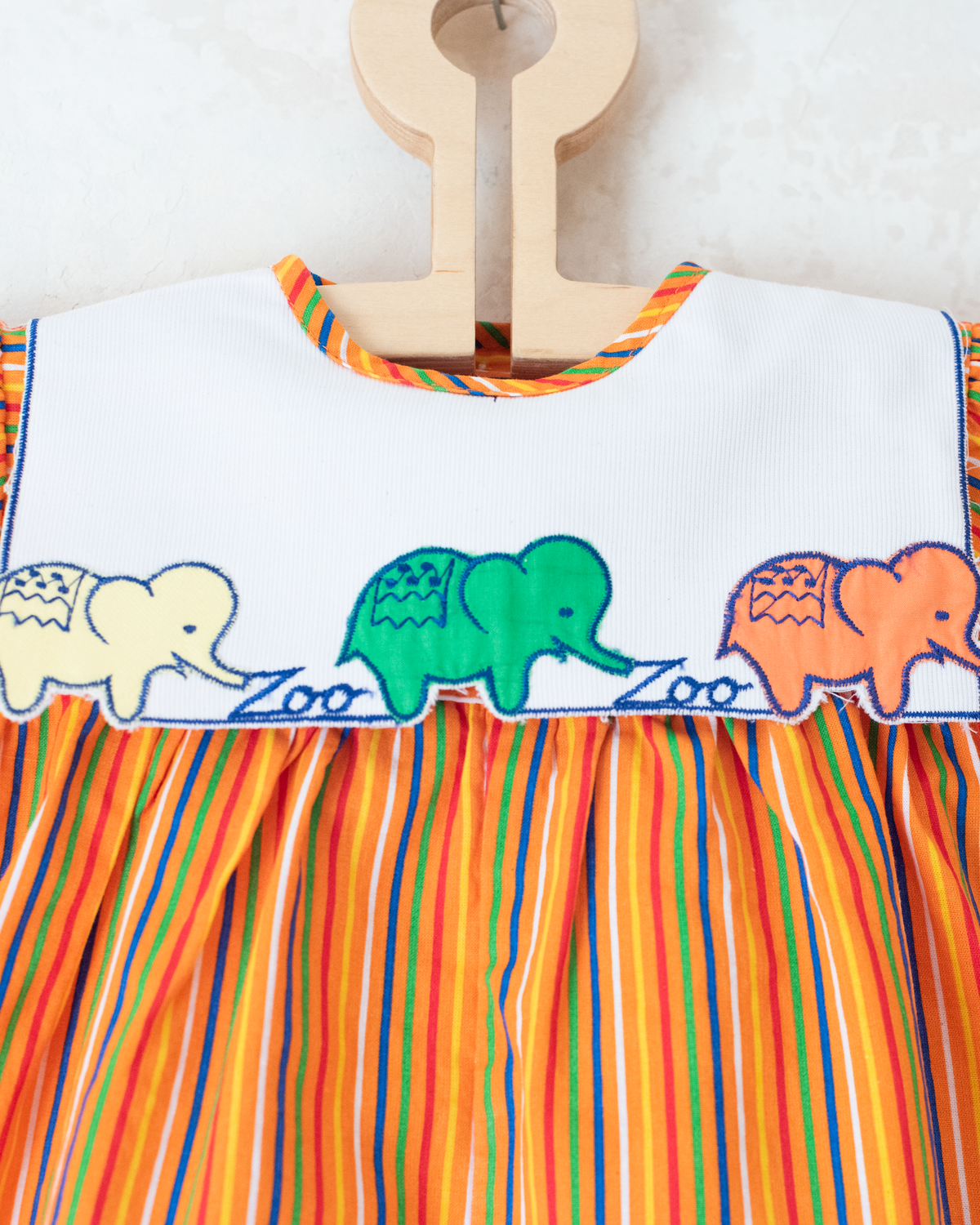 Colorful striped overalls with elephants | 9-12 months
