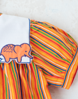אוברול פסים צבעוני עם פילים | 9-12 חודשים