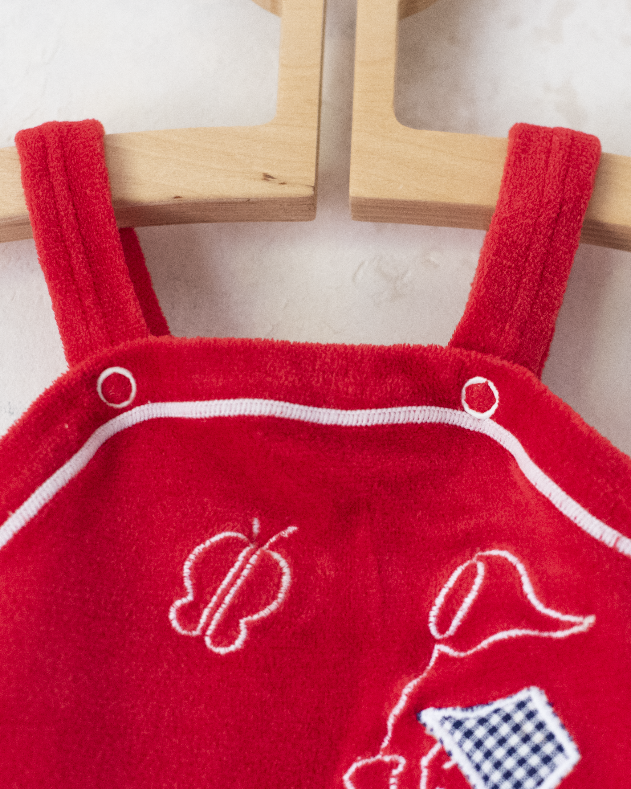 אוברול קטיפה אדום עם פרפרים | 0-3 חודשים