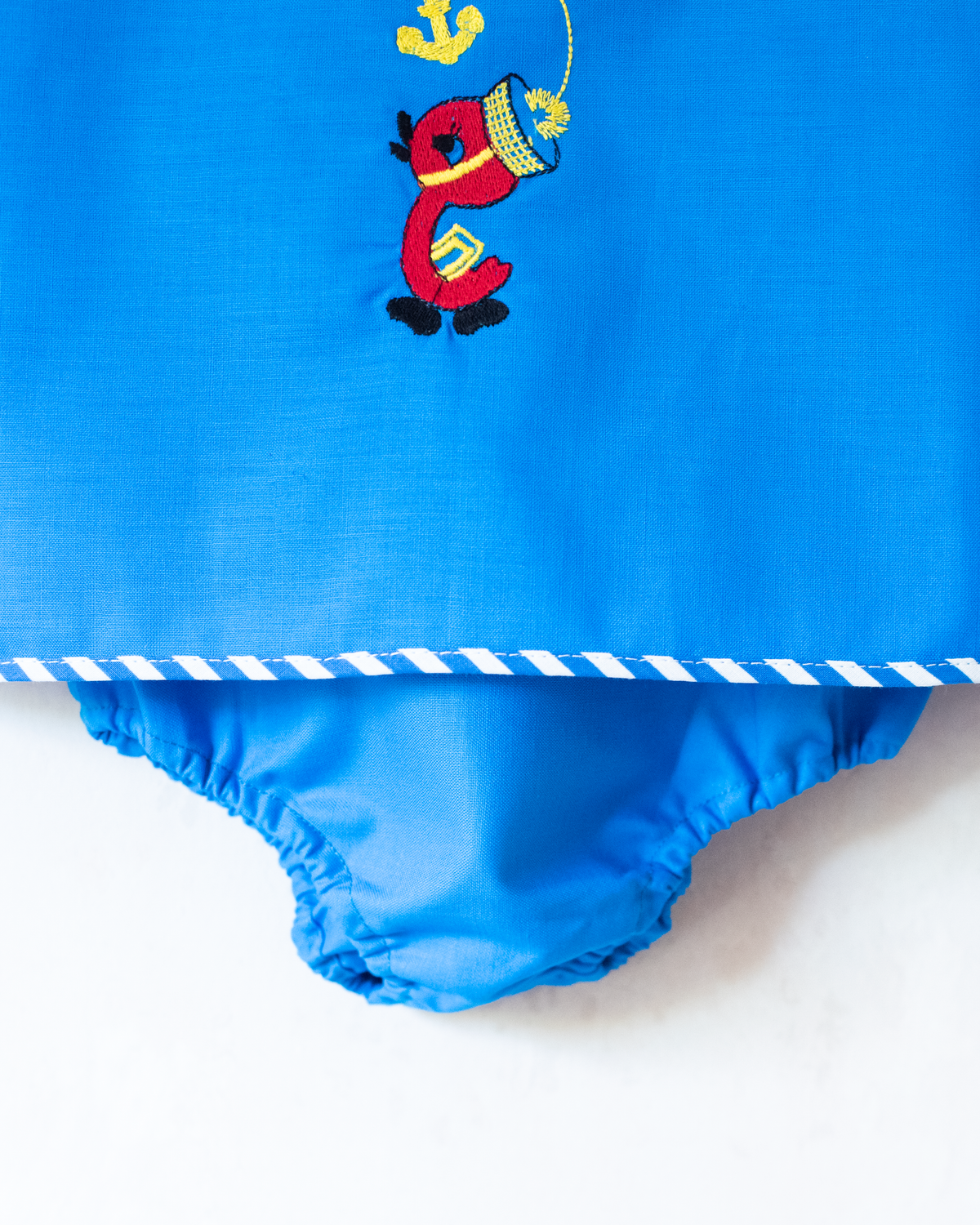 Blue set with embroidered duck and anchor | Parisian deadstock from the sixties | 3-4 years
