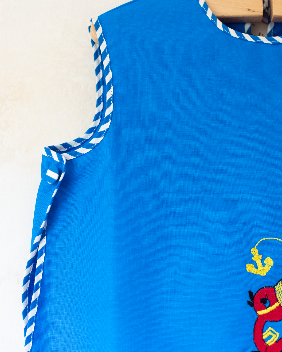 Blue set with embroidered duck and anchor | Parisian deadstock from the sixties | 3-4 years