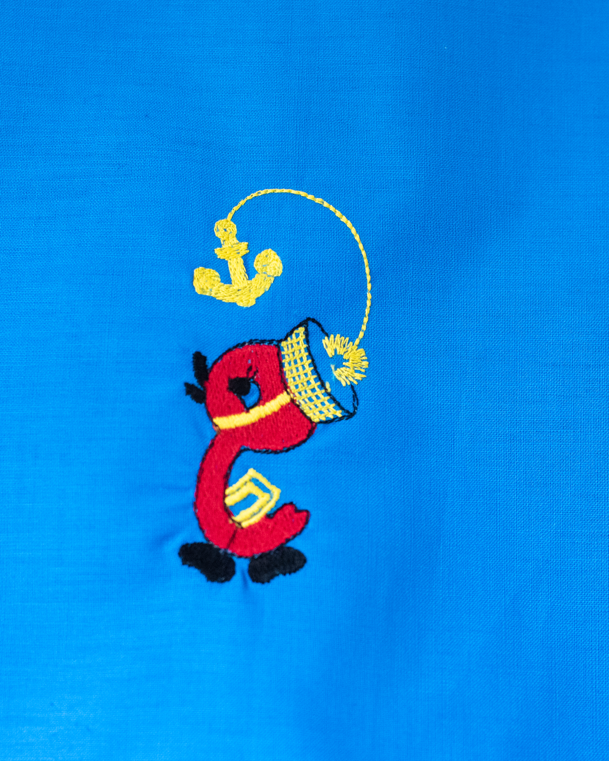 Blue set with embroidered duck and anchor | Parisian deadstock from the sixties | 3-4 years