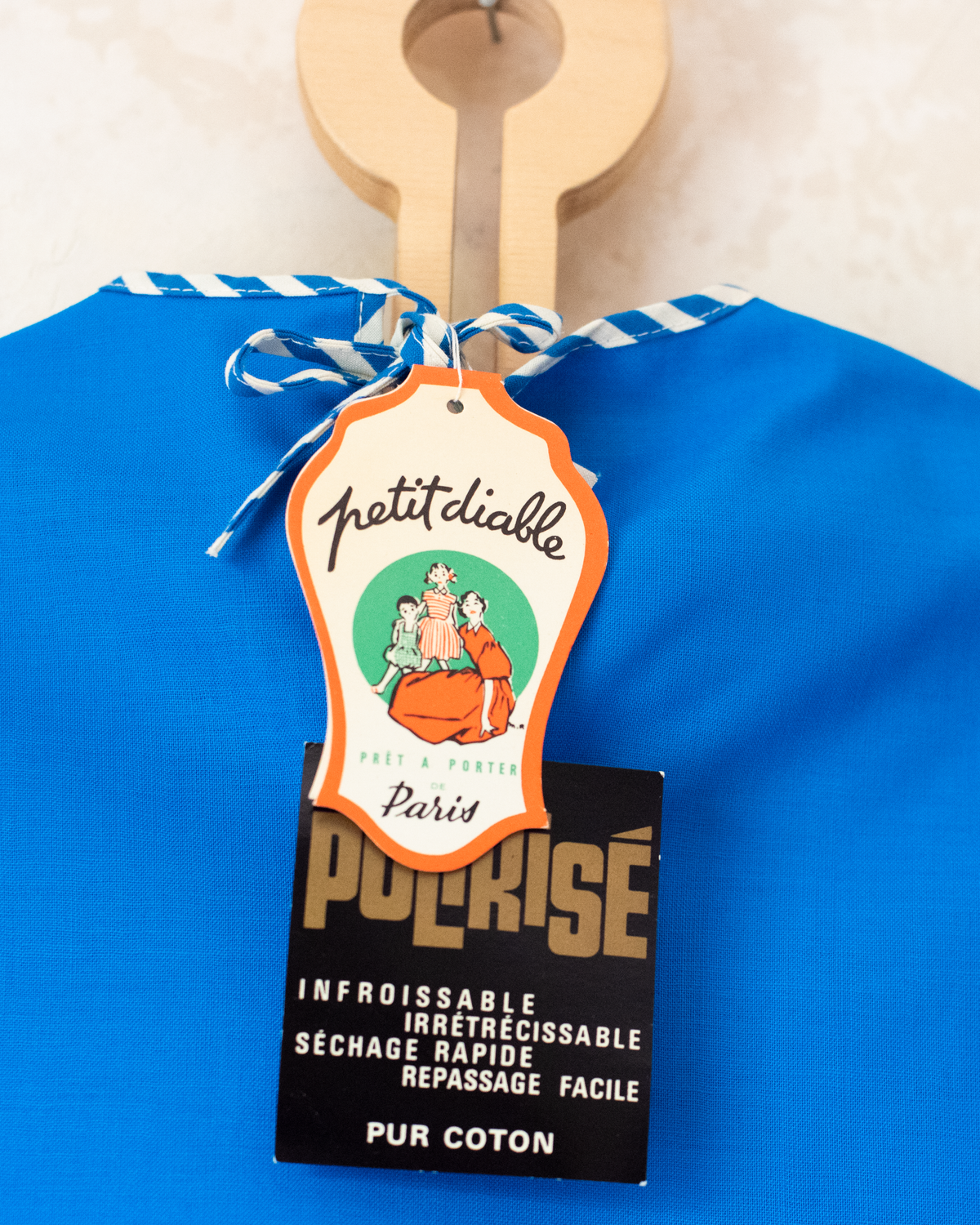 Blue set with embroidered duck and anchor | Parisian deadstock from the sixties | 3-4 years