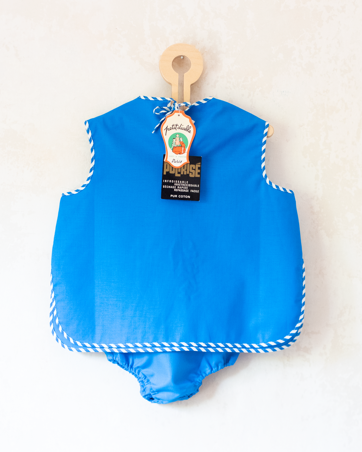 Blue set with embroidered duck and anchor | Parisian deadstock from the sixties | 3-4 years