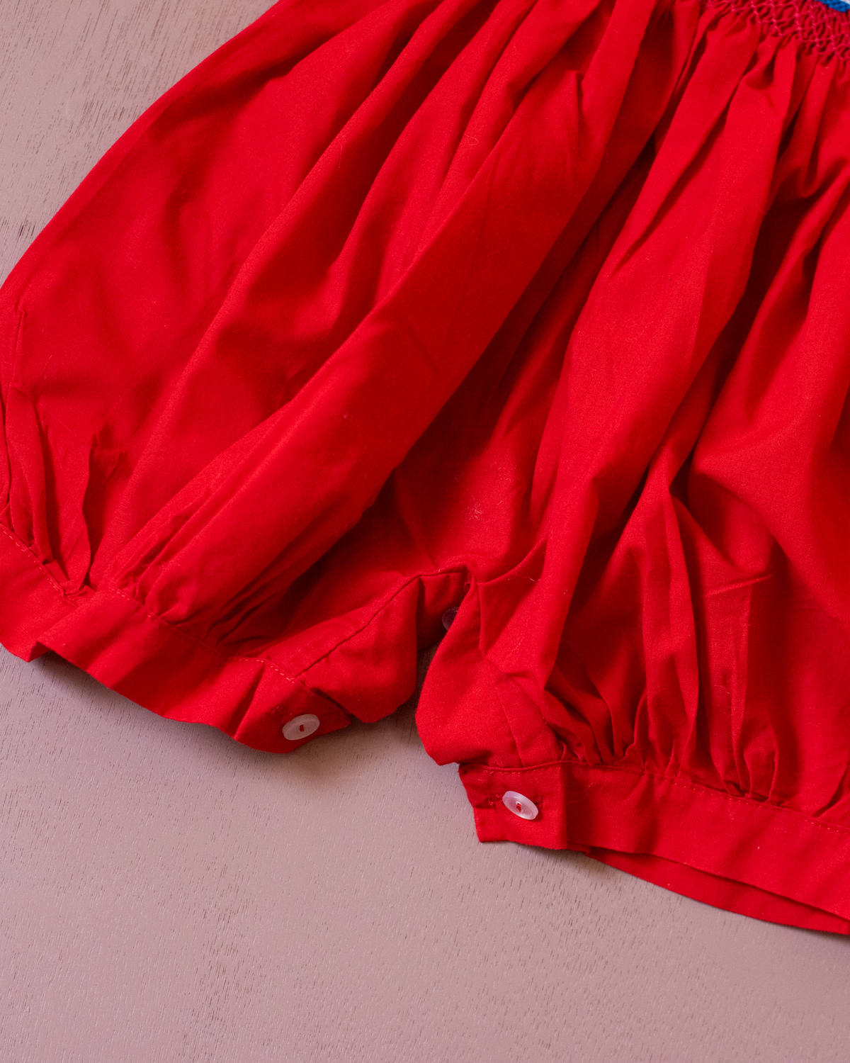 Red Sailors Overall with Embroidered Boats | 12-18 Months