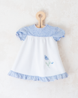 שמלה לבנה עם ורד כחול | 9-12 חודשים