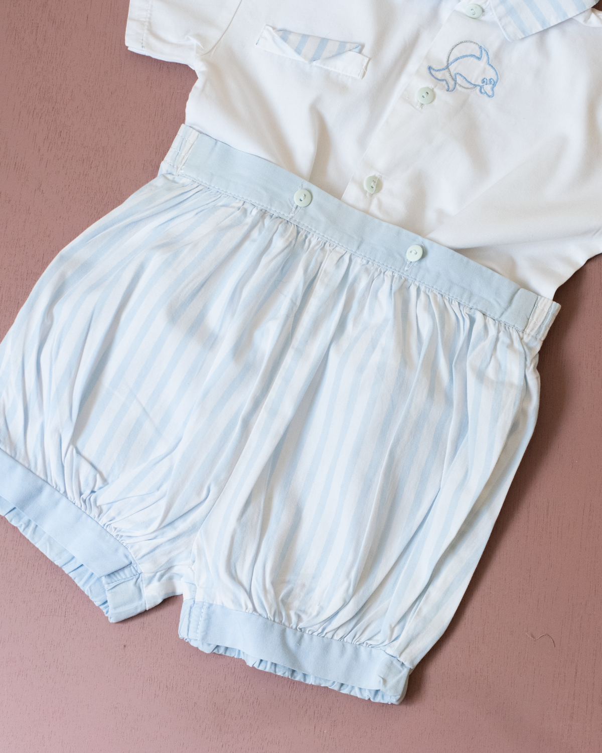 Sweet suit with embroidered dolphin | 6-9 months