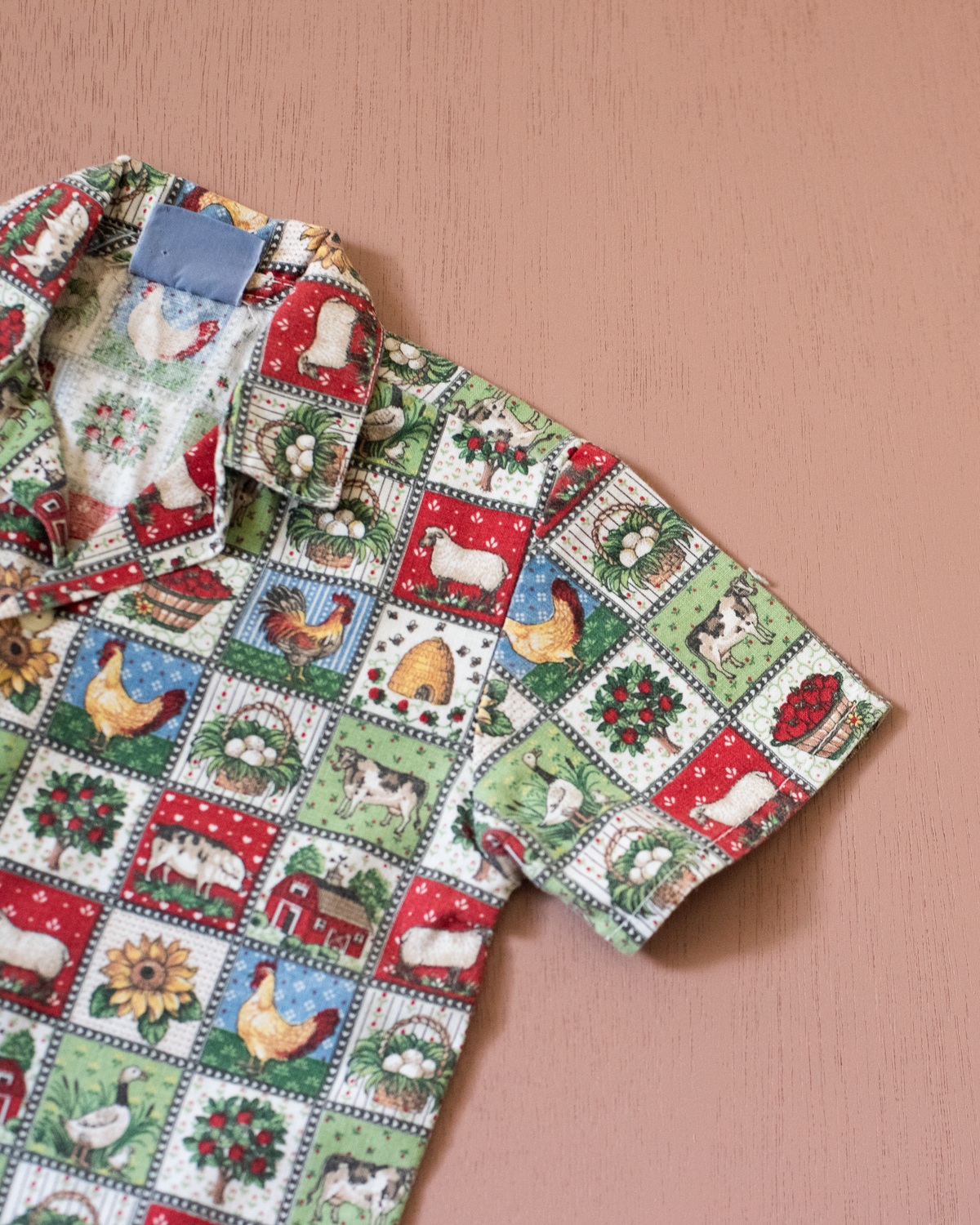 Plaid Button-Up Shirt with Farm Prints | 6-9 Months