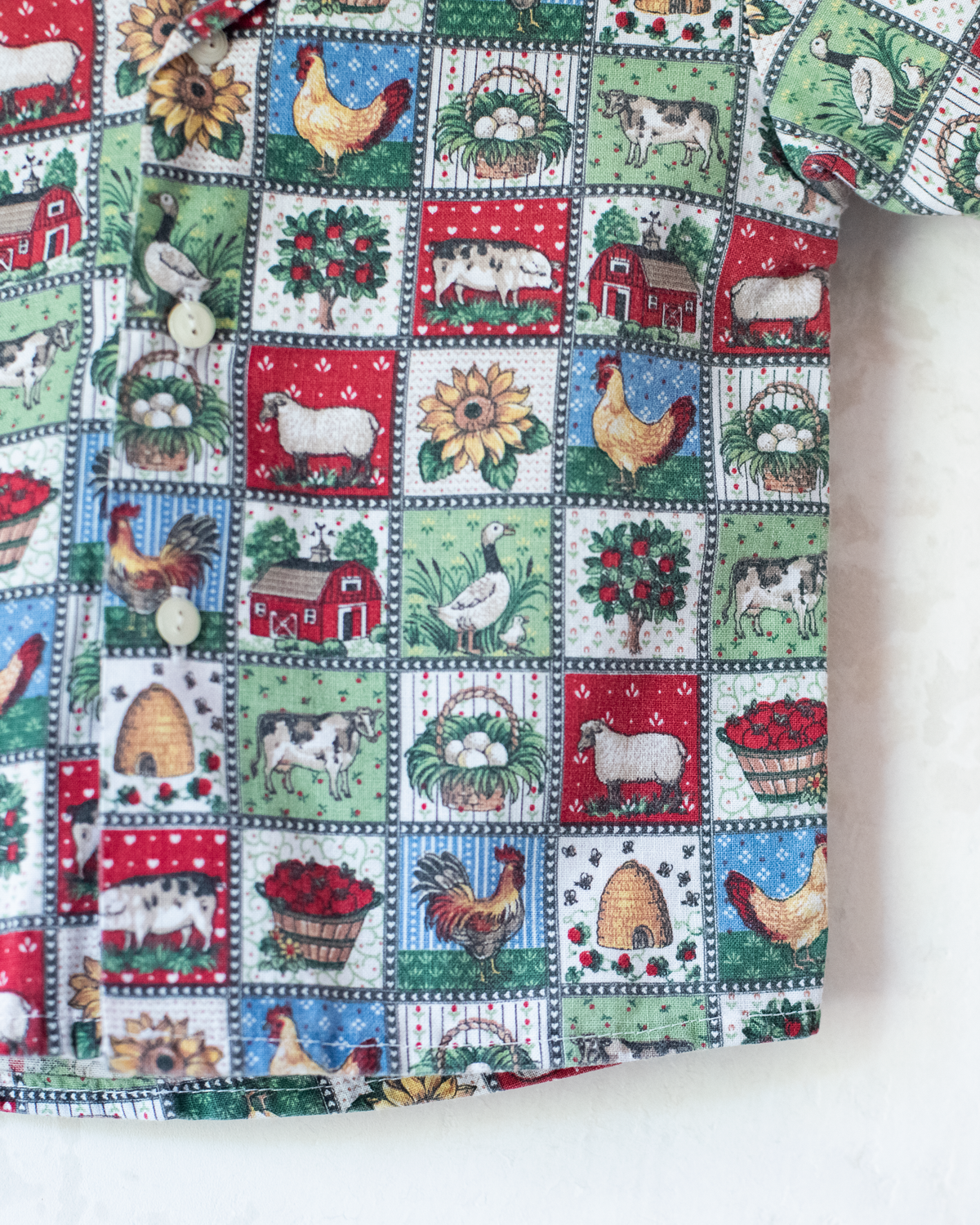 Plaid Button-Up Shirt with Farm Prints | 6-9 Months