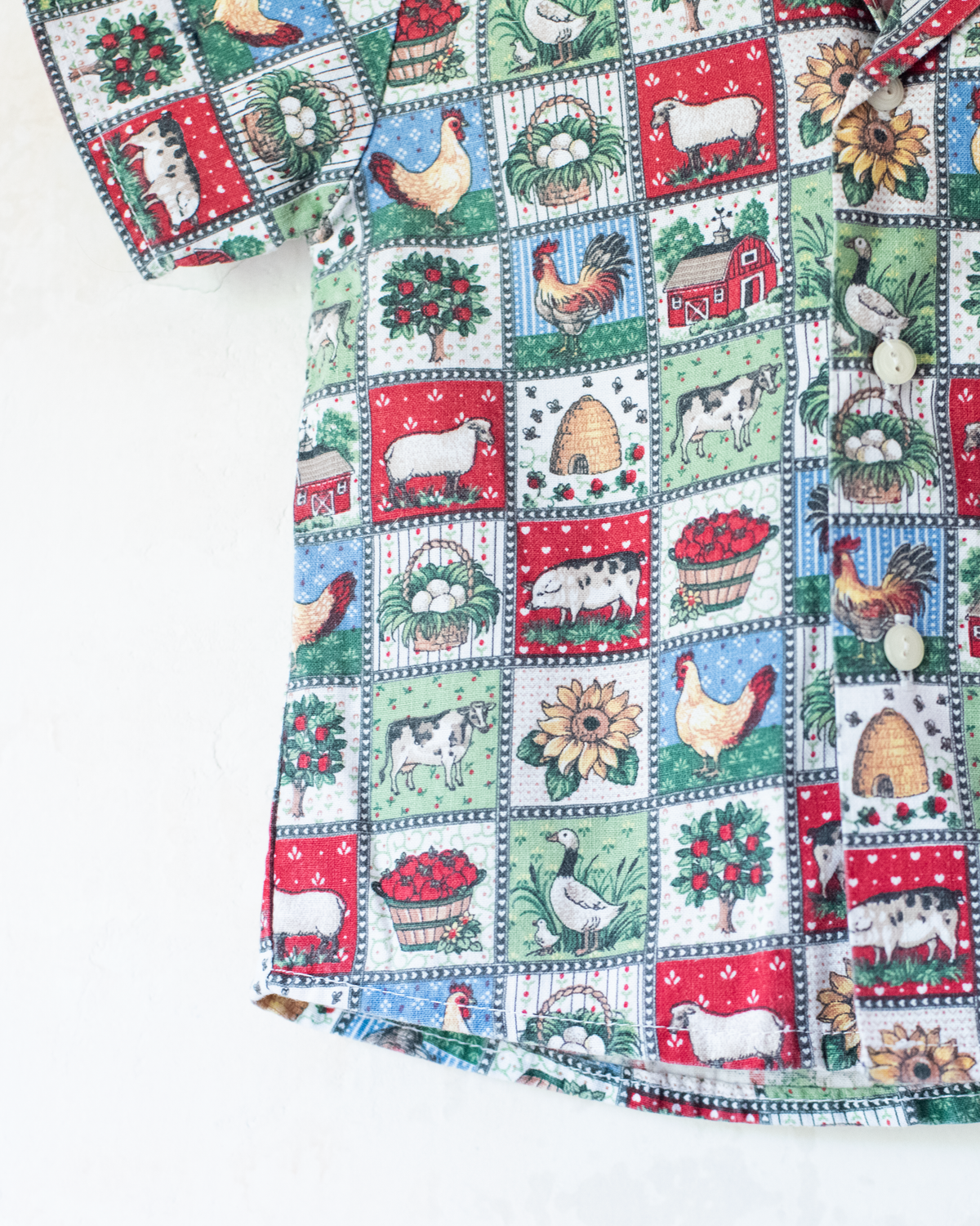 Plaid Button-Up Shirt with Farm Prints | 6-9 Months