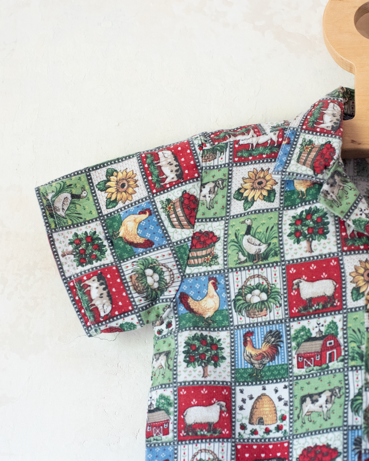 Plaid Button-Up Shirt with Farm Prints | 6-9 Months