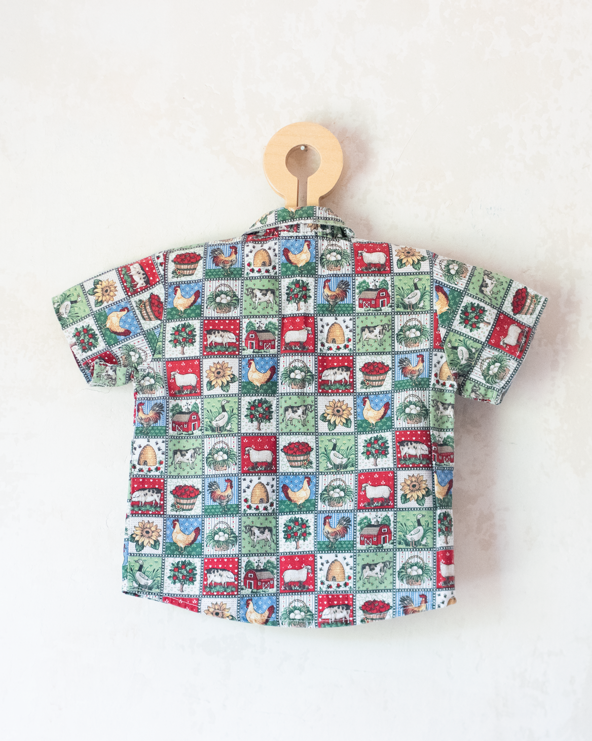 Plaid Button-Up Shirt with Farm Prints | 6-9 Months