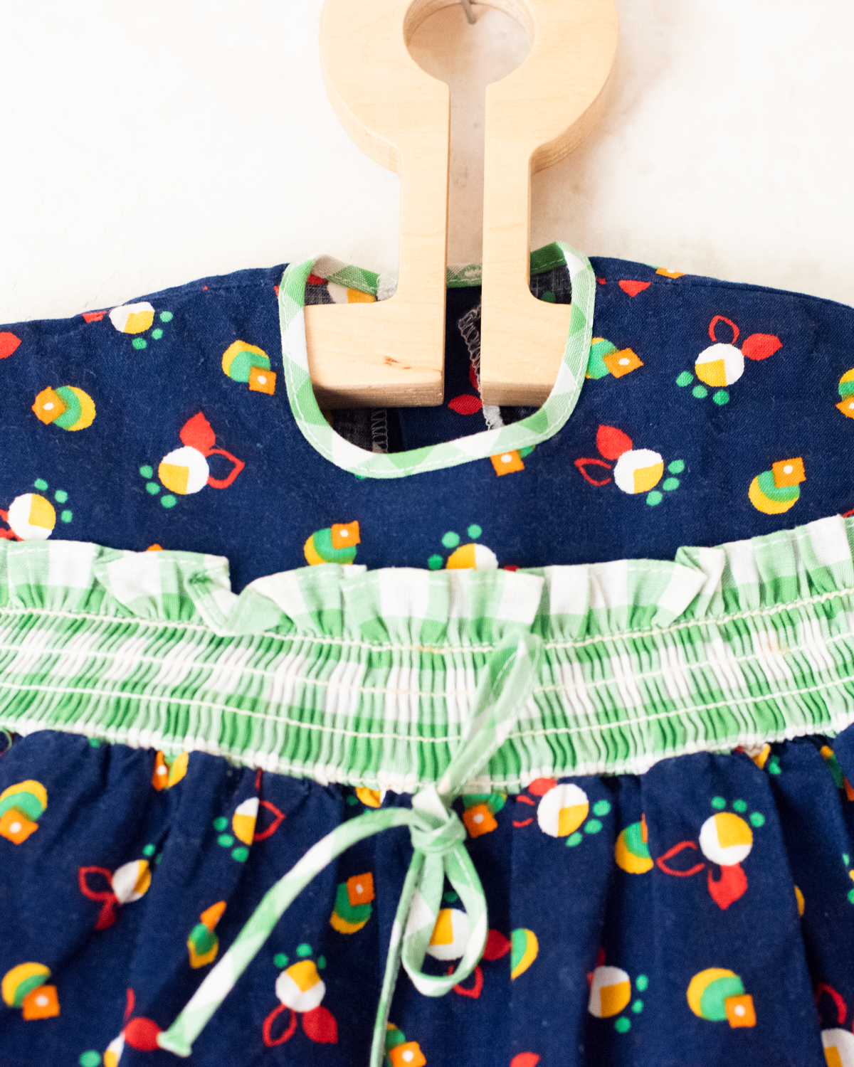Long French shirt with checks and flowers | 0-3 months