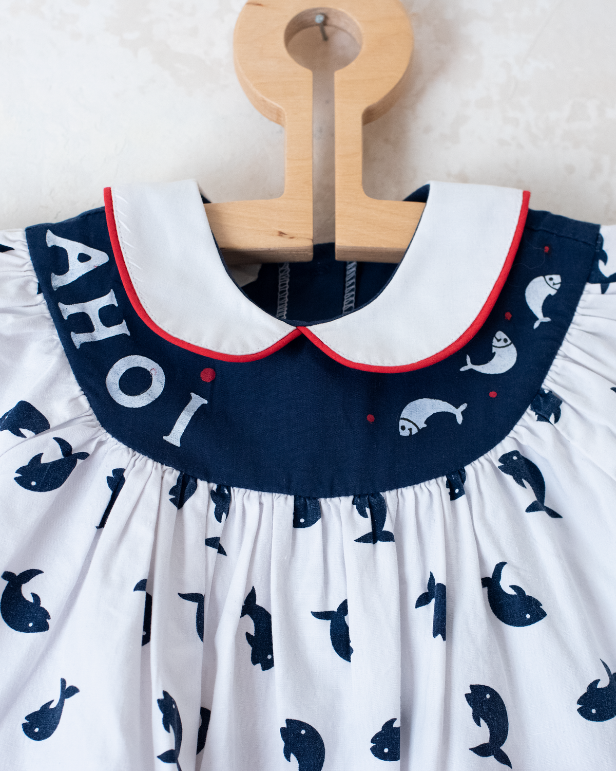 Fish dress with red bow tie | 9-12 months