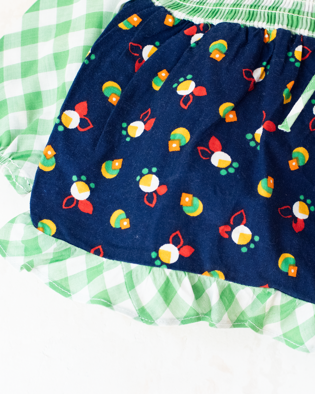 Long French shirt with checks and flowers | 0-3 months