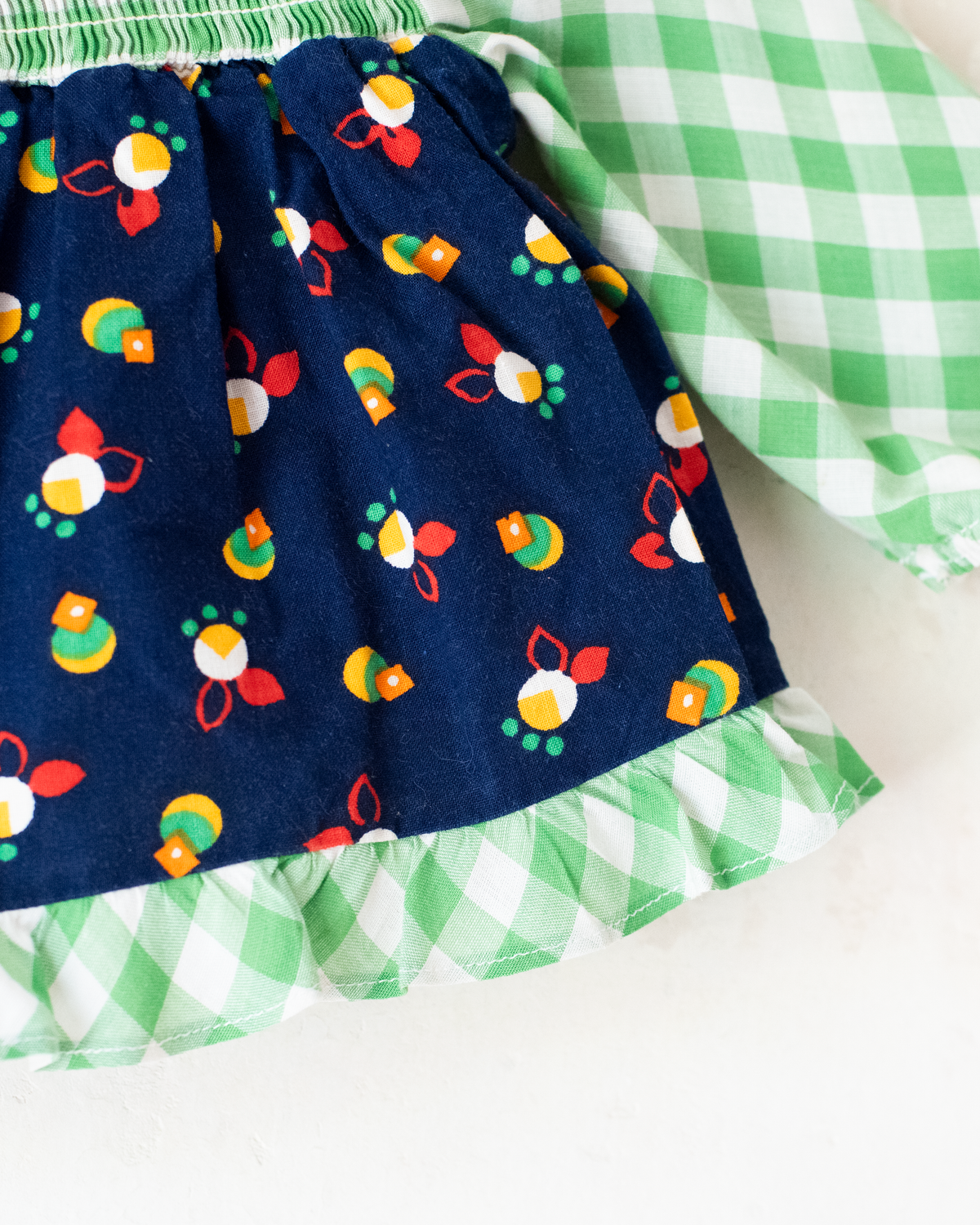 Long French shirt with checks and flowers | 0-3 months