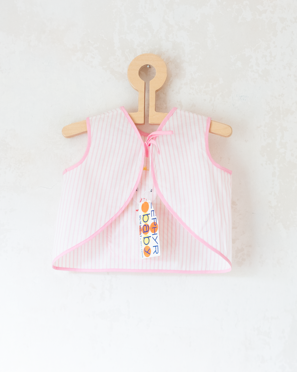 Striped vest and girl with braids | French deadstock | 9-12 months
