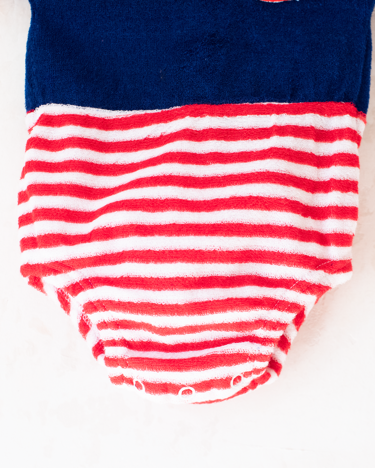 Toweling romper with stripes and a sailboat | Spanish dead stock | 3-6 months