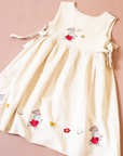 Linen dress with King Babar and butterfly embroideries | 3-4 years