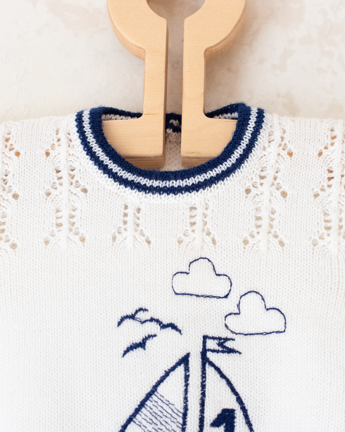 Knitted overalls with sailboat | Spanish Deadstock | 3-6 months