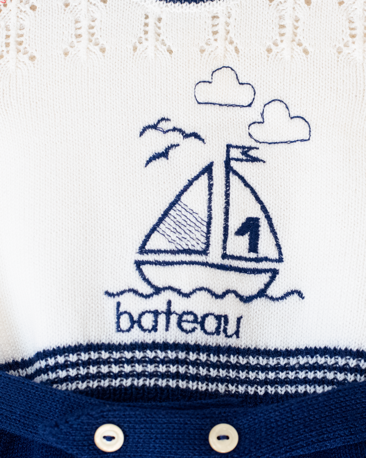 Knitted overalls with sailboat | Spanish Deadstock | 3-6 months