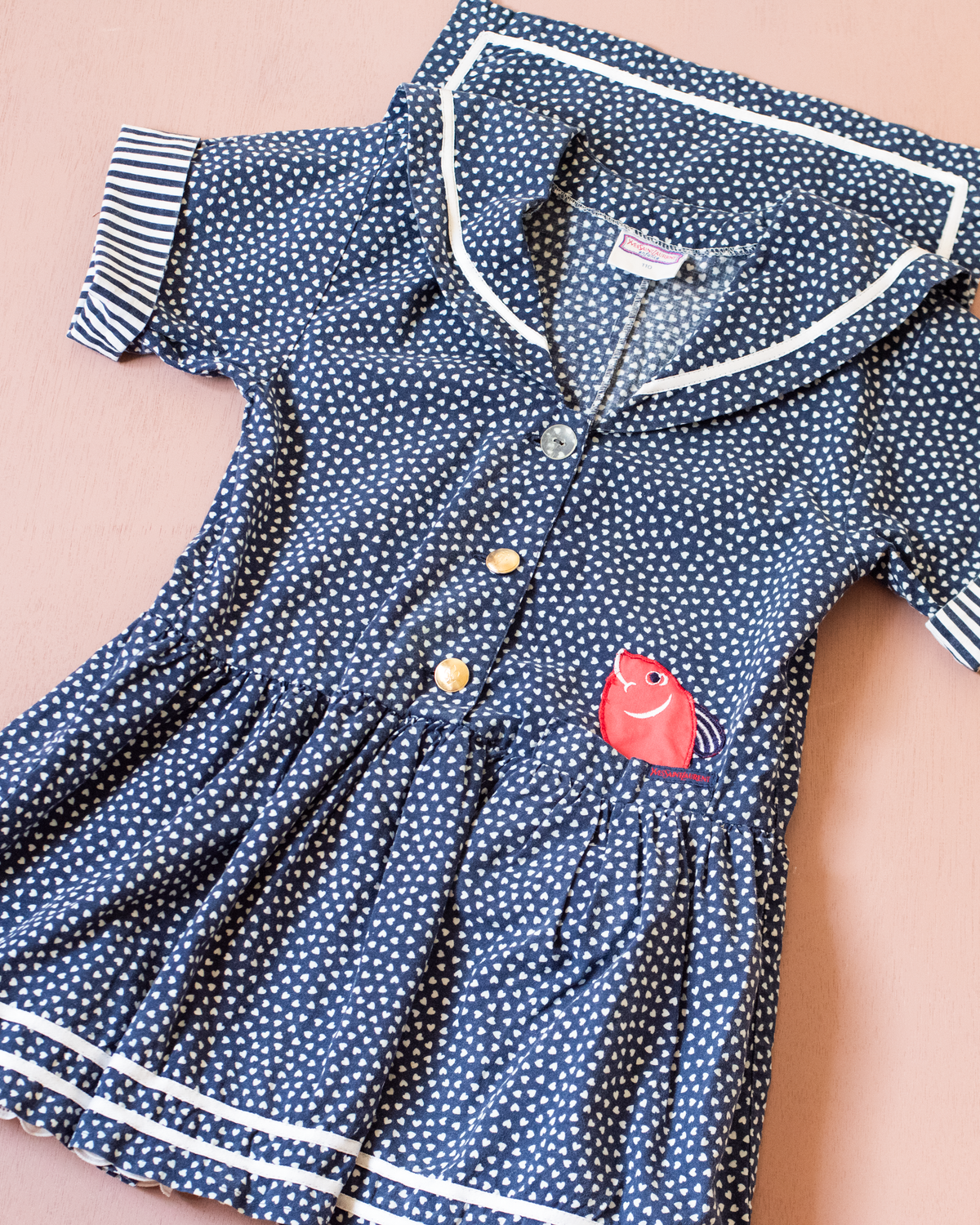 Sailor dress by Yves Saint Laurent with hearts and fish | 5-6 years