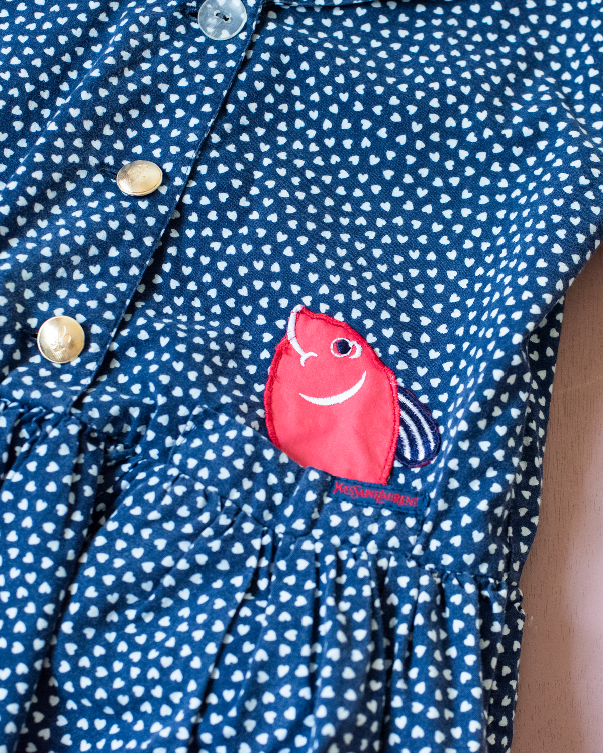 Sailor dress by Yves Saint Laurent with hearts and fish | 5-6 years