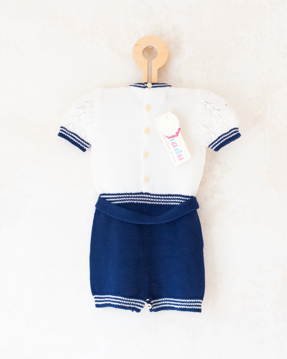 Knitted overalls with sailboat | Spanish Deadstock | 3-6 months