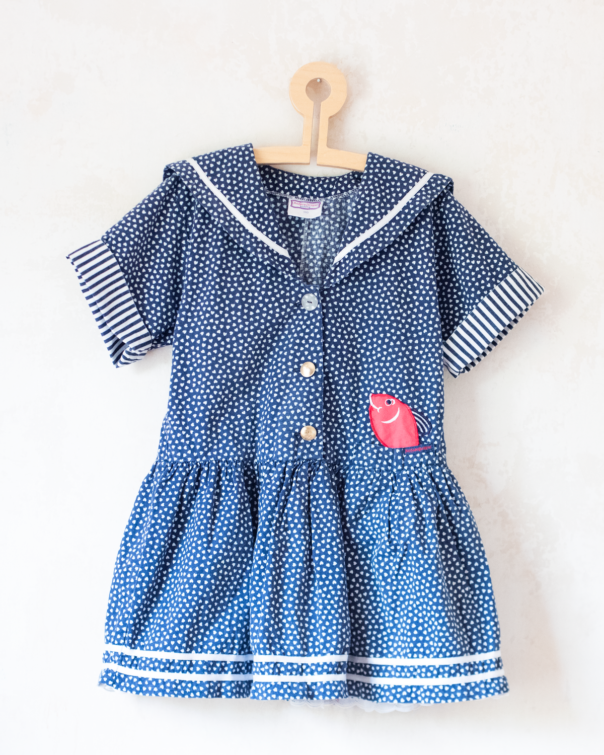 Sailor dress by Yves Saint Laurent with hearts and fish | 5-6 years