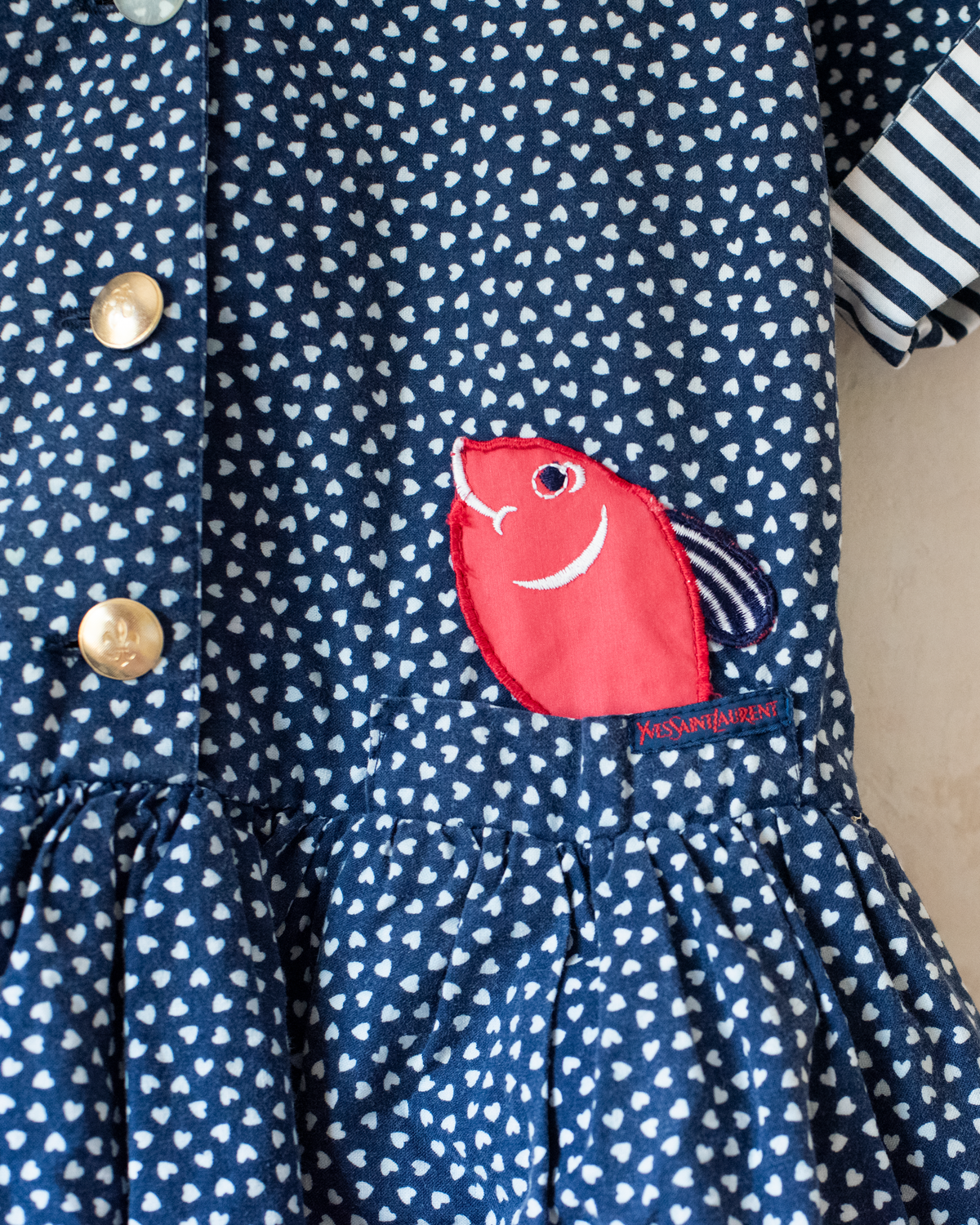 Sailor dress by Yves Saint Laurent with hearts and fish | 5-6 years