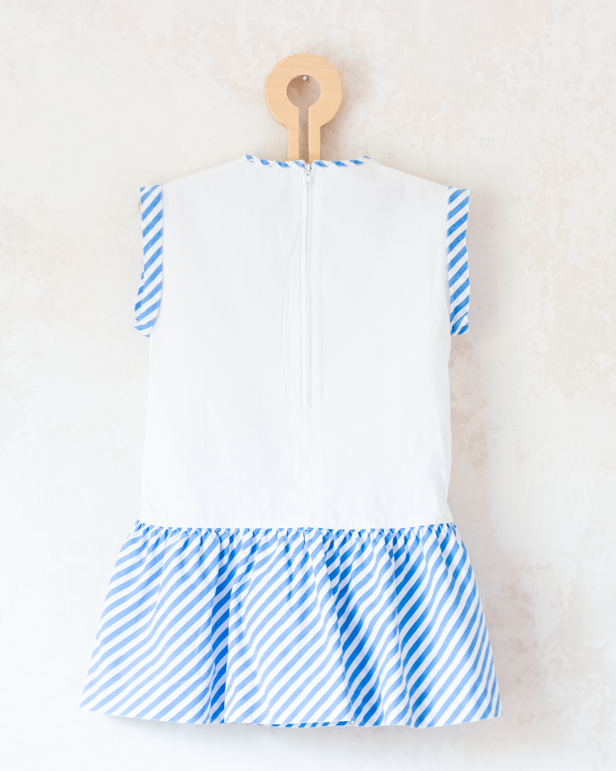 White dress with stripes and a sailboat | 18-24 months