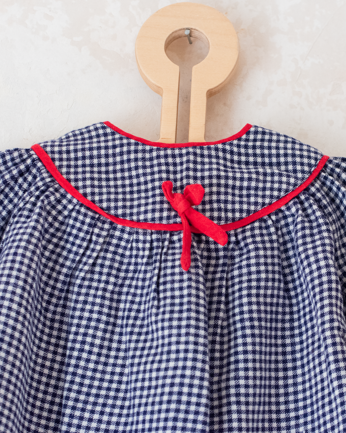Blue and white plaid shirt with red bow tie | 12-18 months