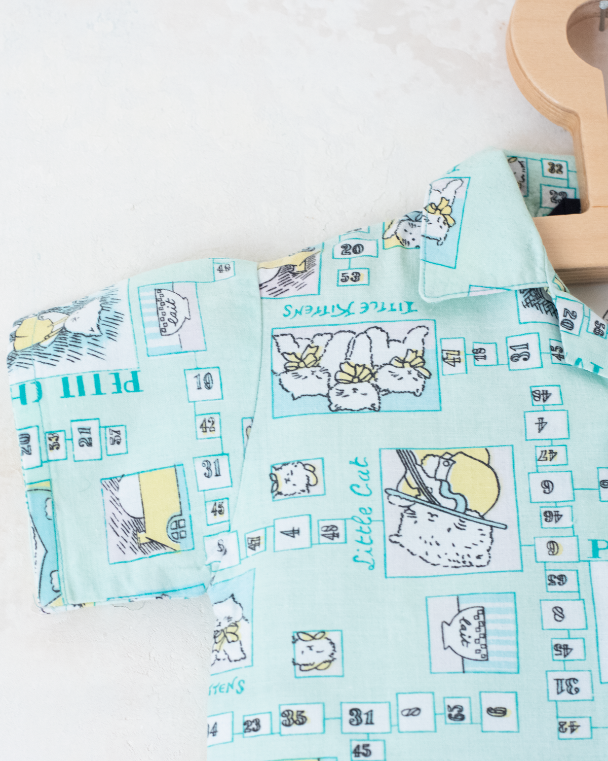Button-down shirt with cats | 9-12 months