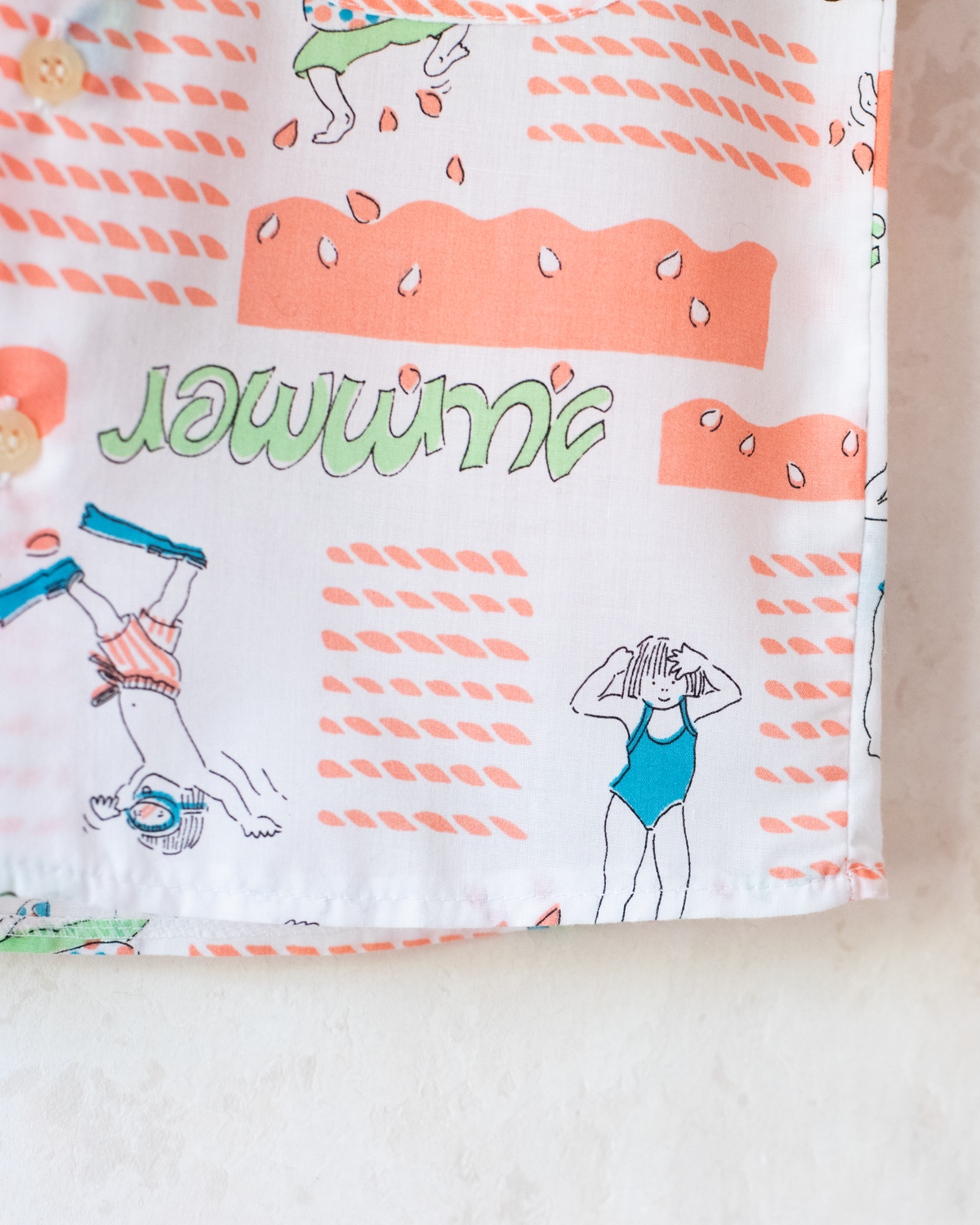 Button-down shirt with swimmers | Deadstock from France | 4-5 years