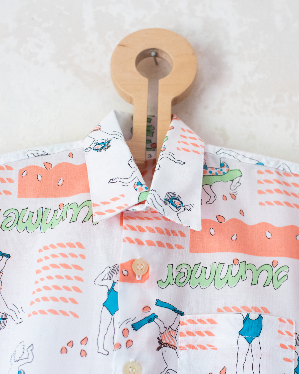 Button-down shirt with swimmers | Deadstock from France | 4-5 years