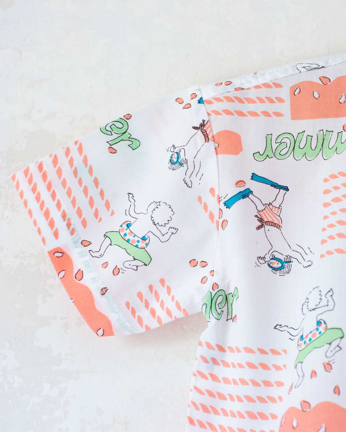 Button-down shirt with swimmers | Deadstock from France | 4-5 years
