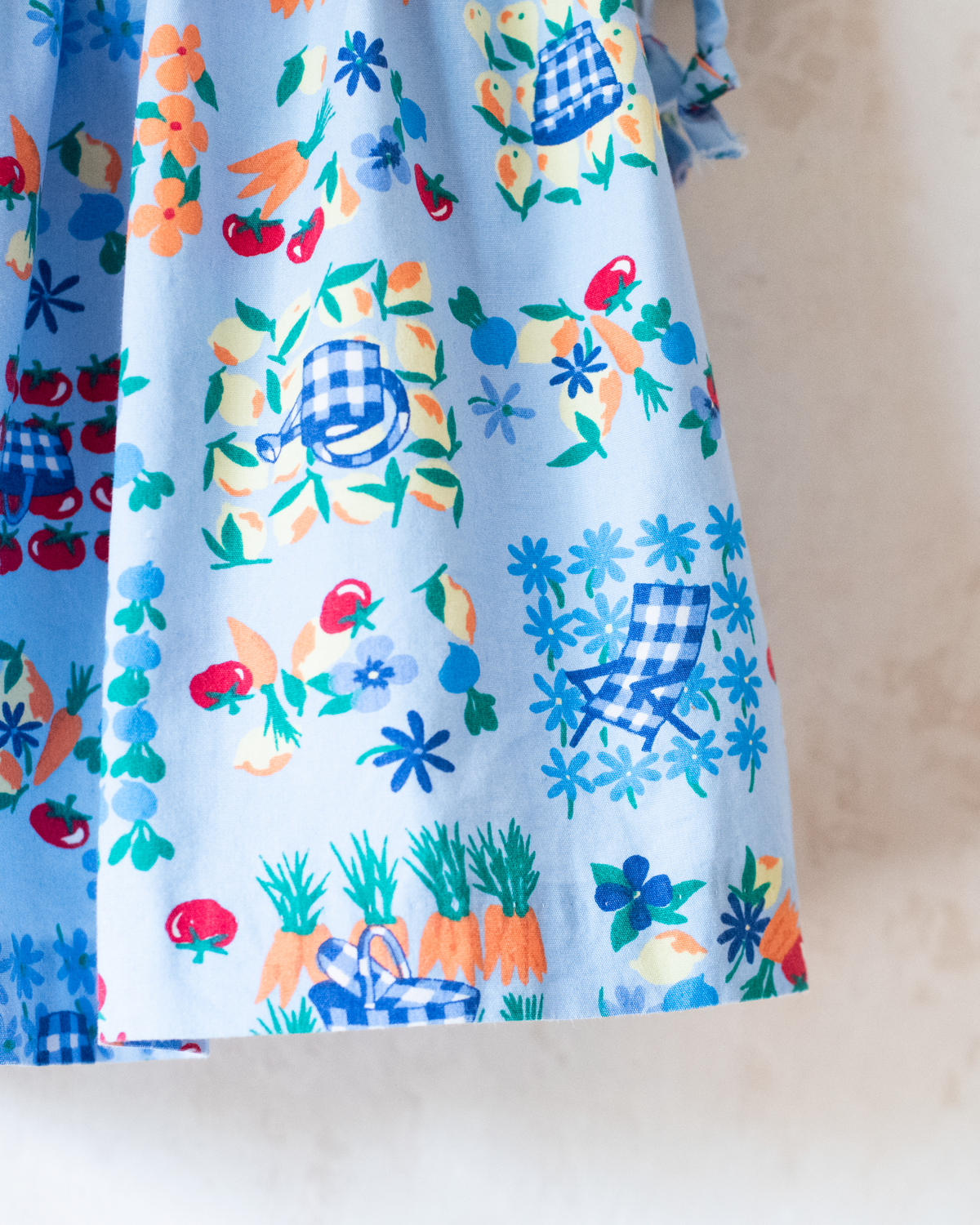 Light blue dress with fruit and flowers | 12-18 months