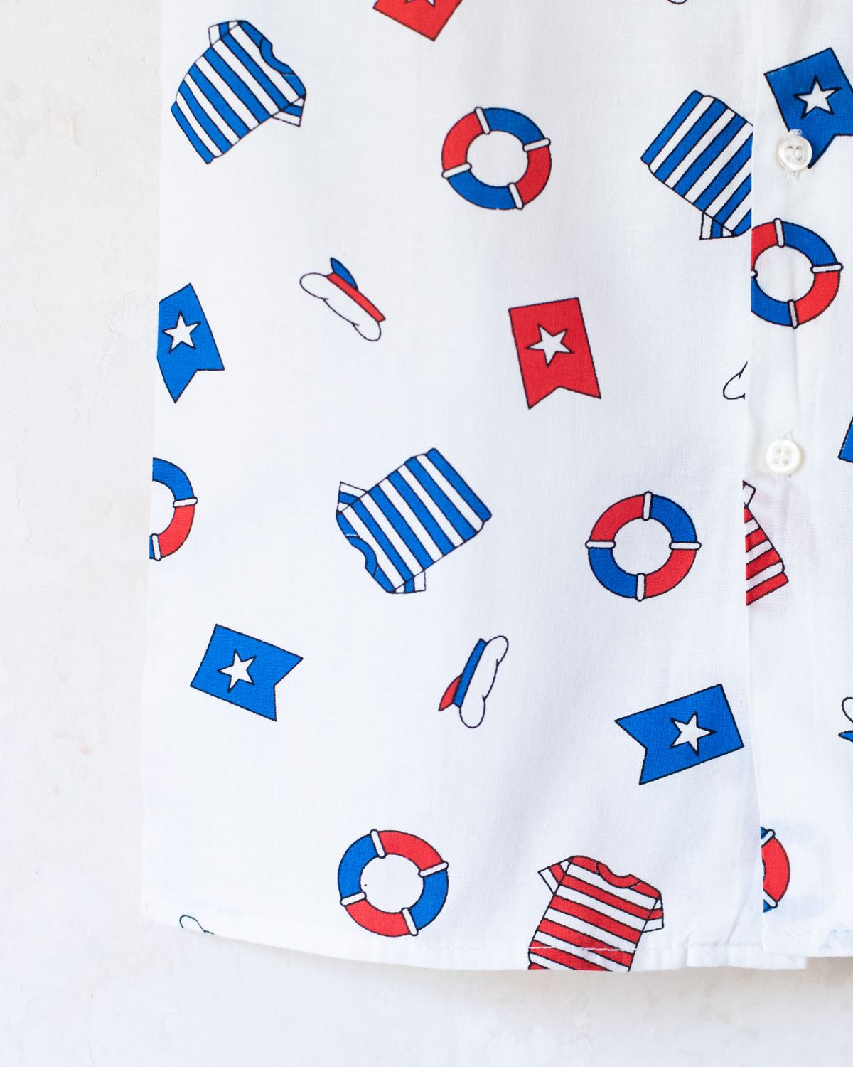 Button-down shirt with blue and white prints | Spanish deadstock | 4-5 years