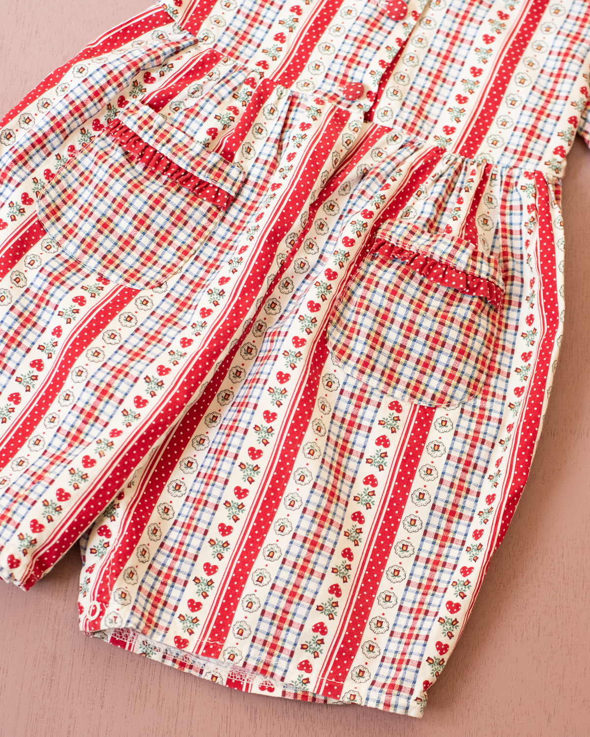 French Floral Plaid Romper | 12-18 months