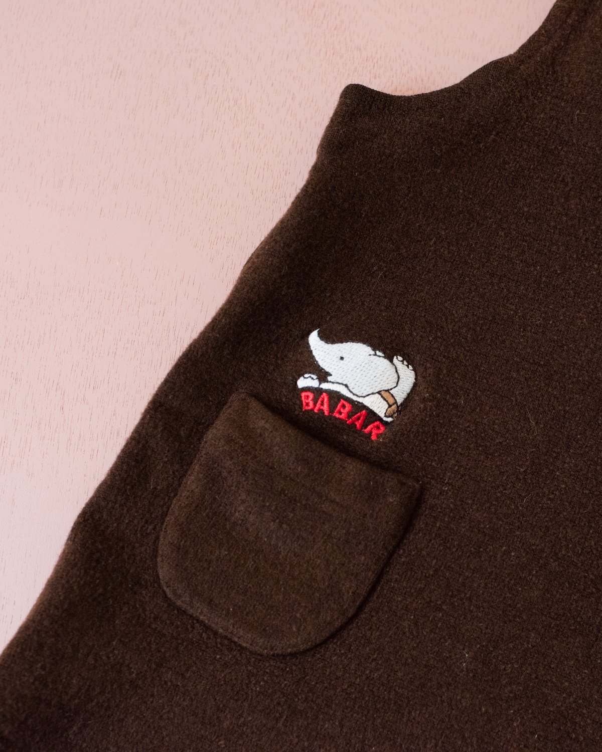 Brown dress with King Bebar embroidery | 9-12 months