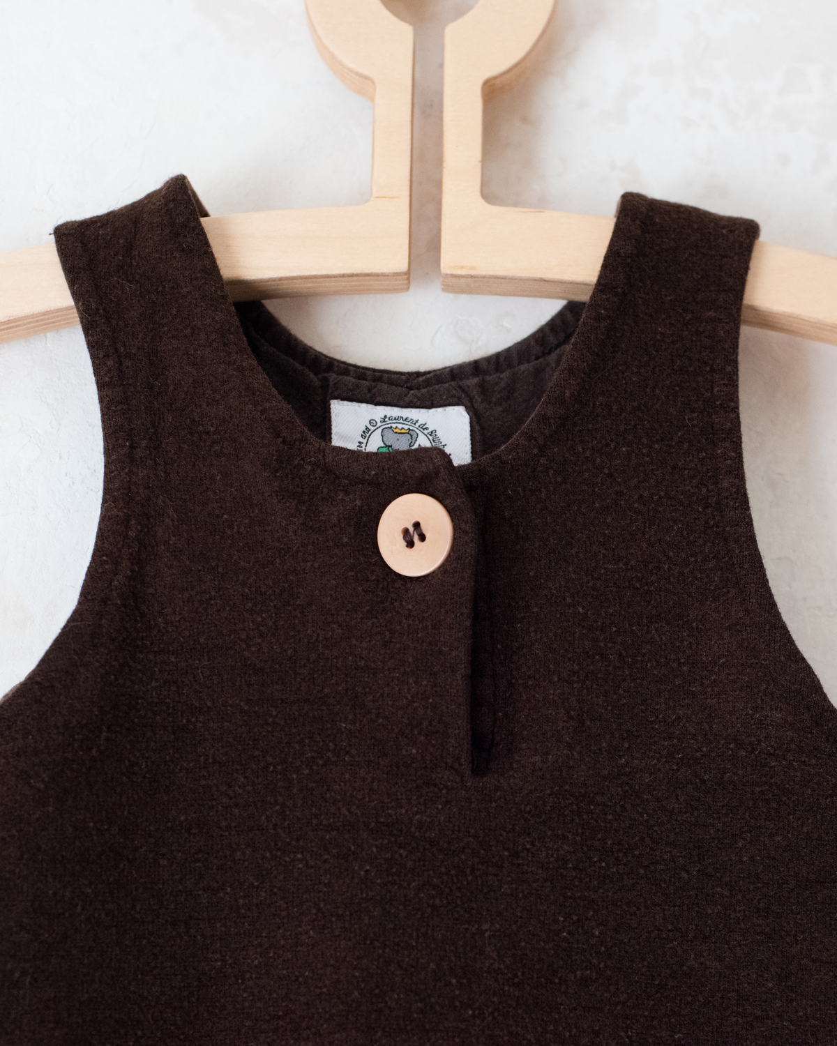 Brown dress with King Bebar embroidery | 9-12 months