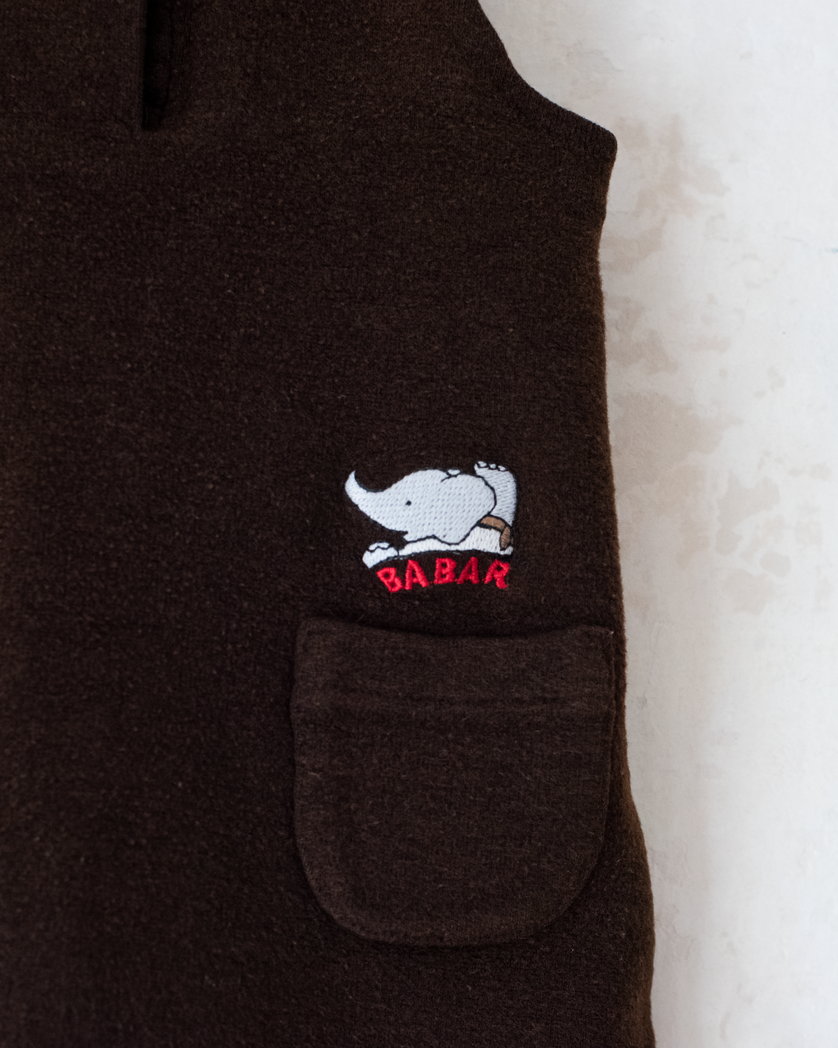 Brown dress with King Bebar embroidery | 9-12 months