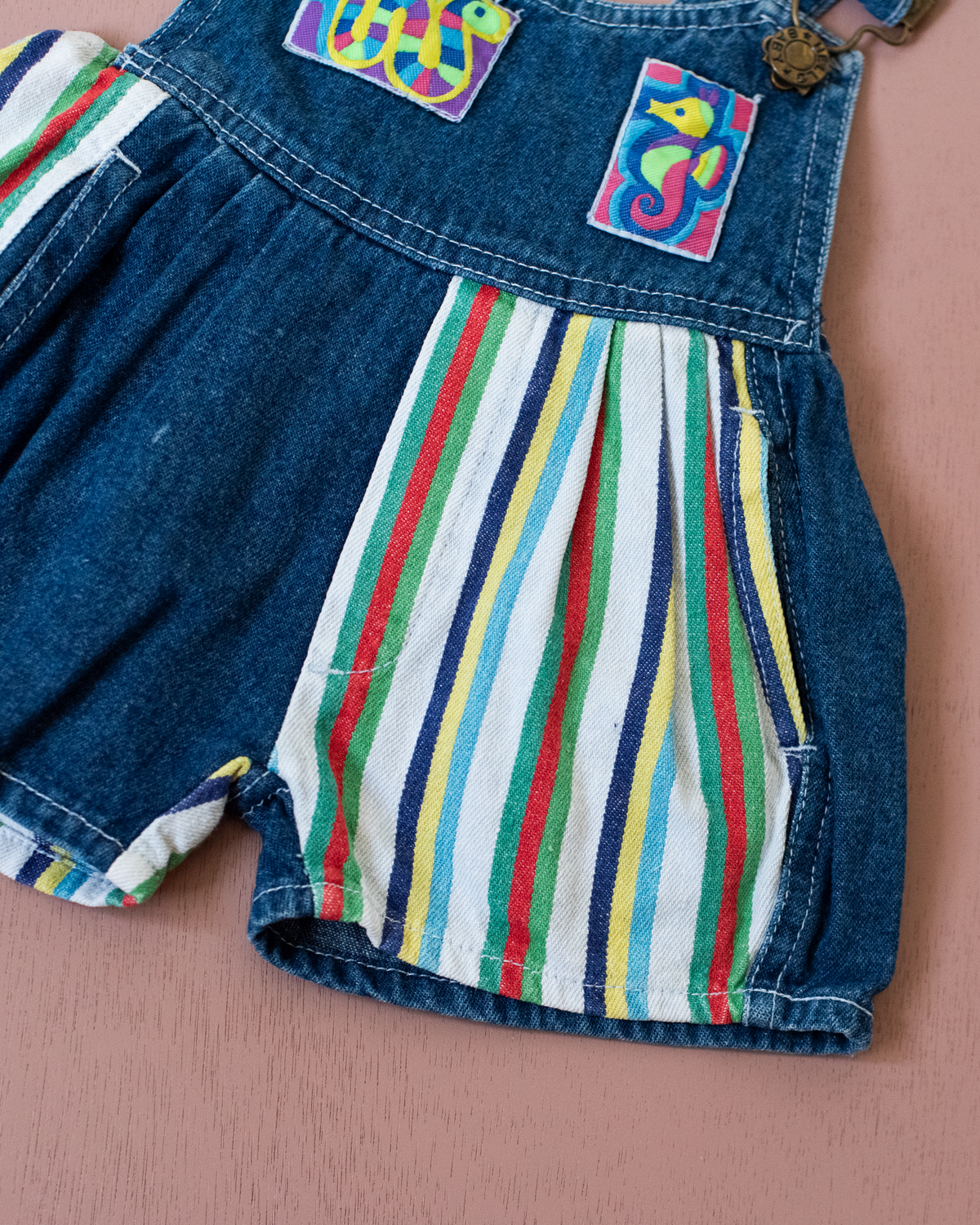 Colorful denim overalls from the 90s | 3-6 months