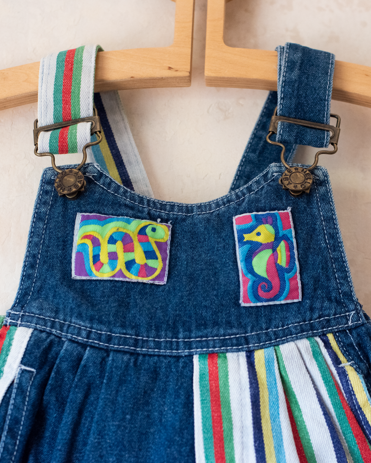 Colorful denim overalls from the 90s | 3-6 months