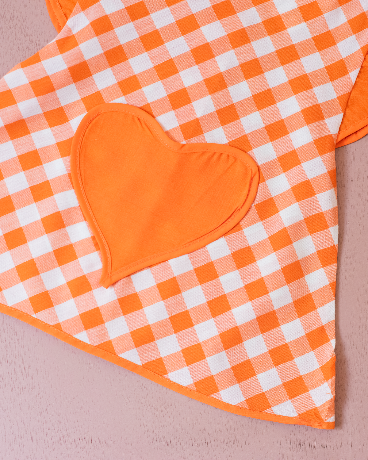 Orange and white checkered tank top with big heart | 9-12 months