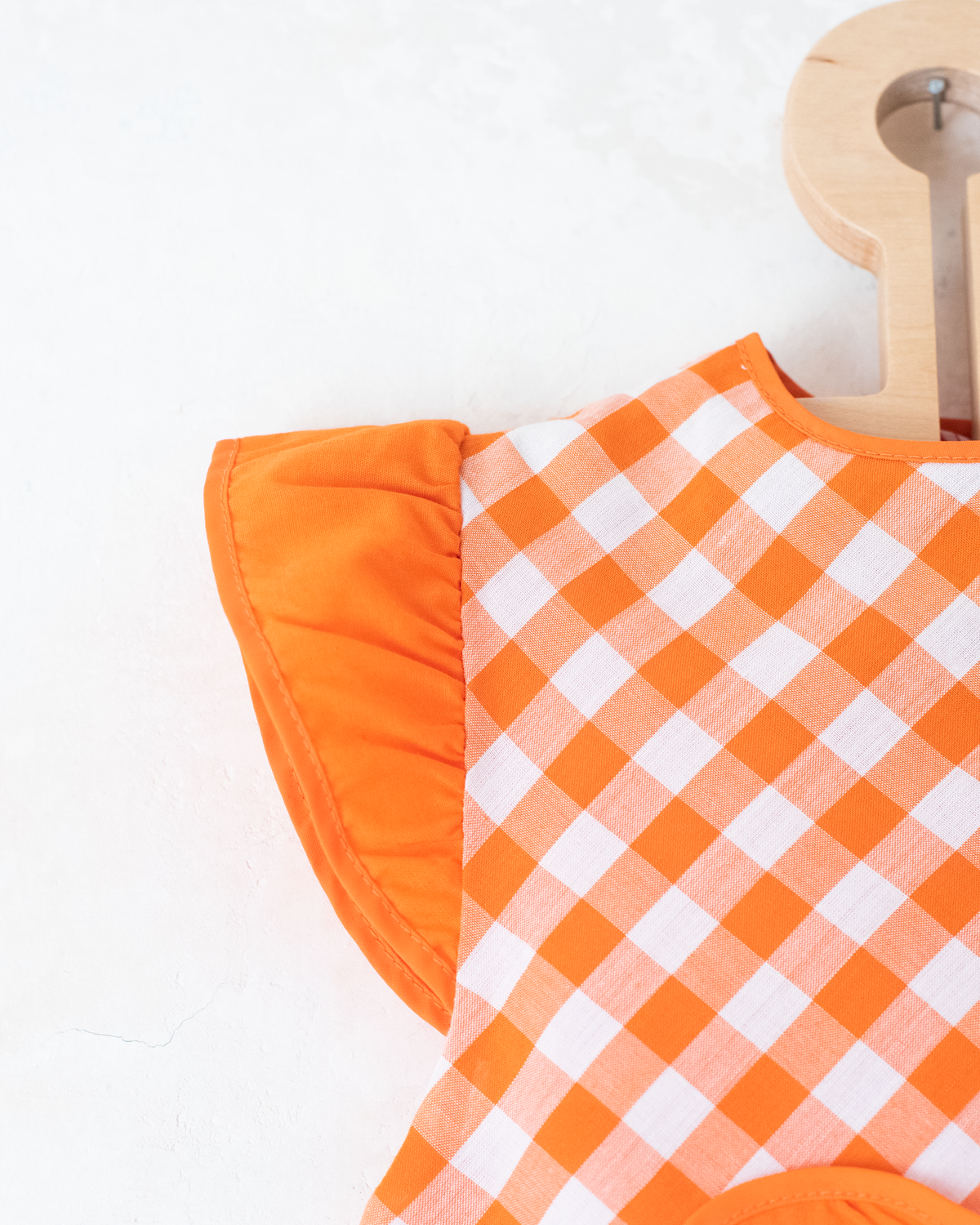 Orange and white checkered tank top with big heart | 9-12 months