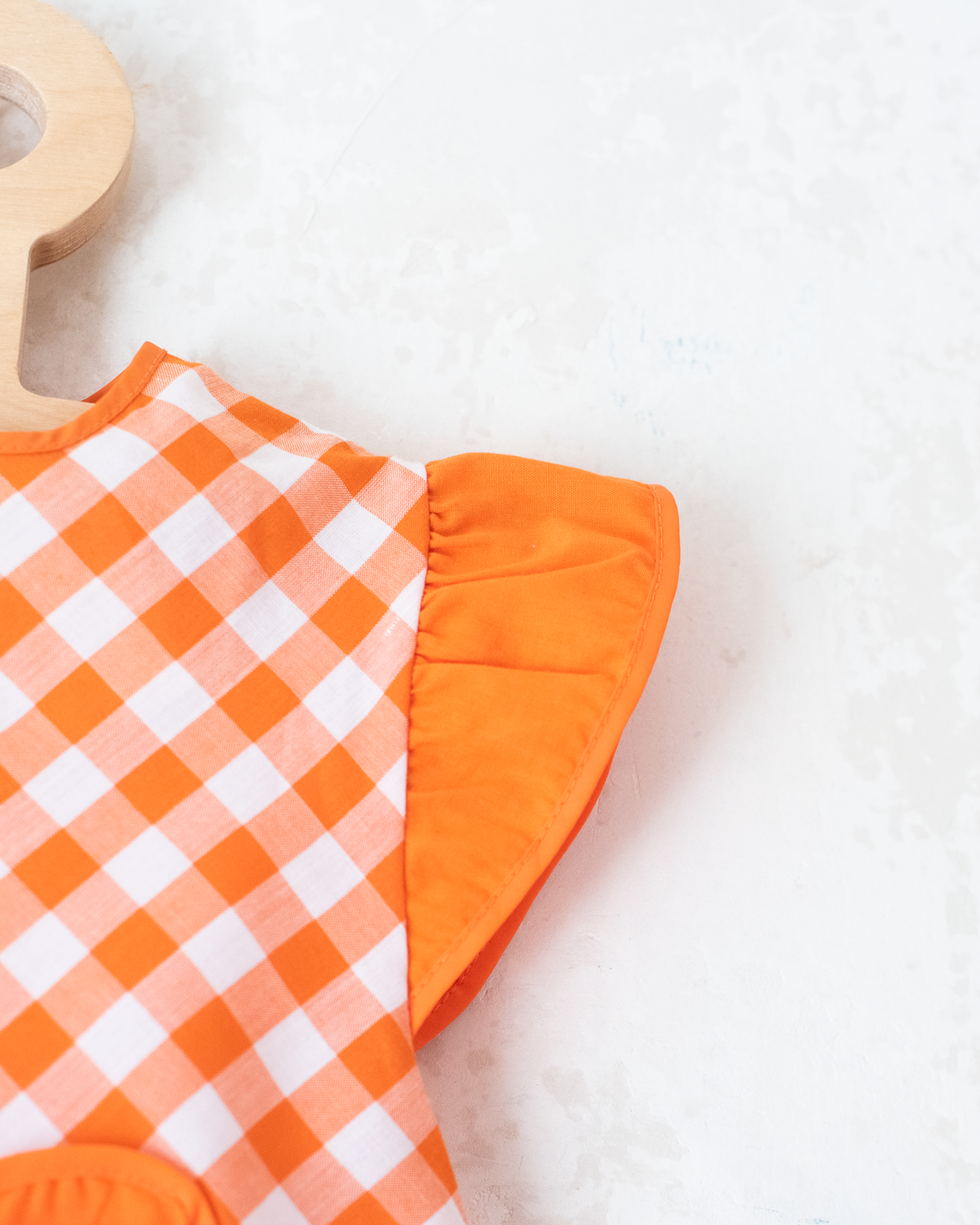 Orange and white checkered tank top with big heart | 9-12 months
