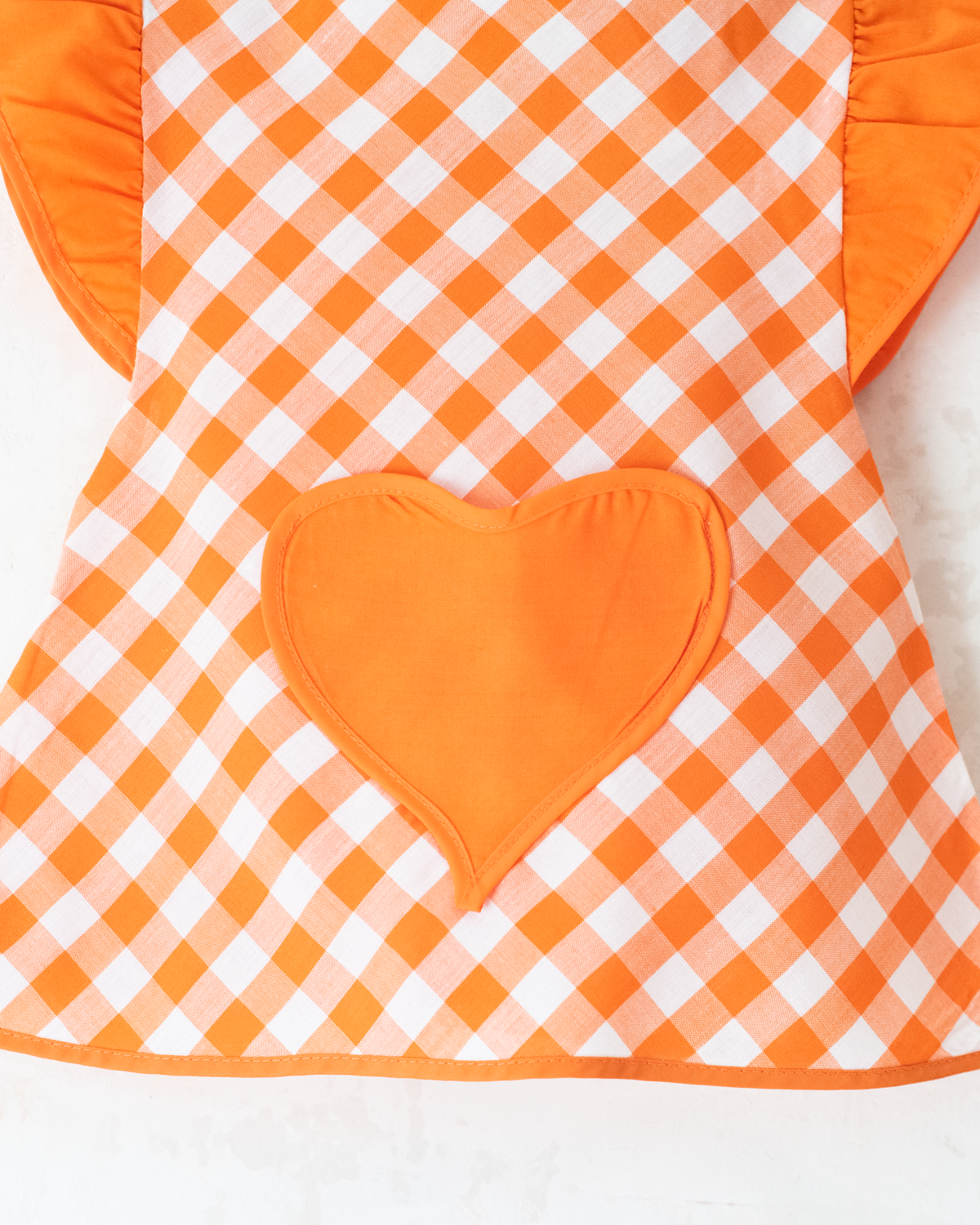 Orange and white checkered tank top with big heart | 9-12 months