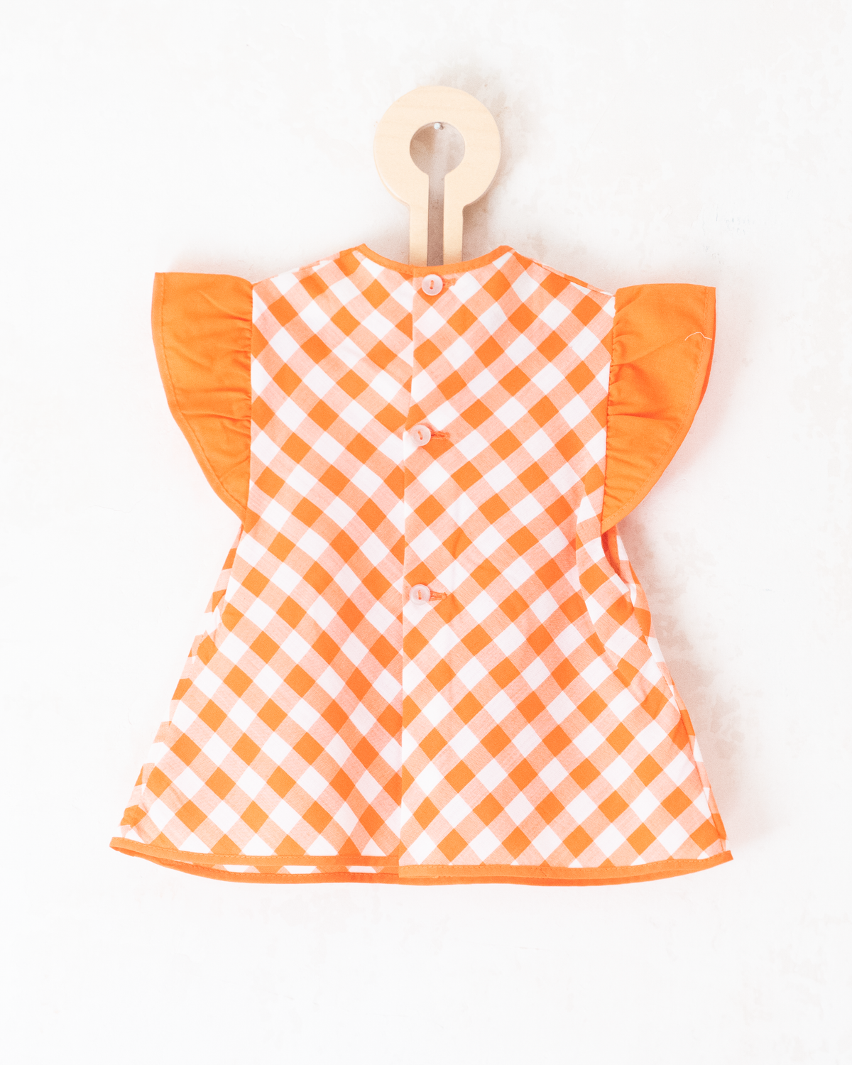 Orange and white checkered tank top with big heart | 9-12 months